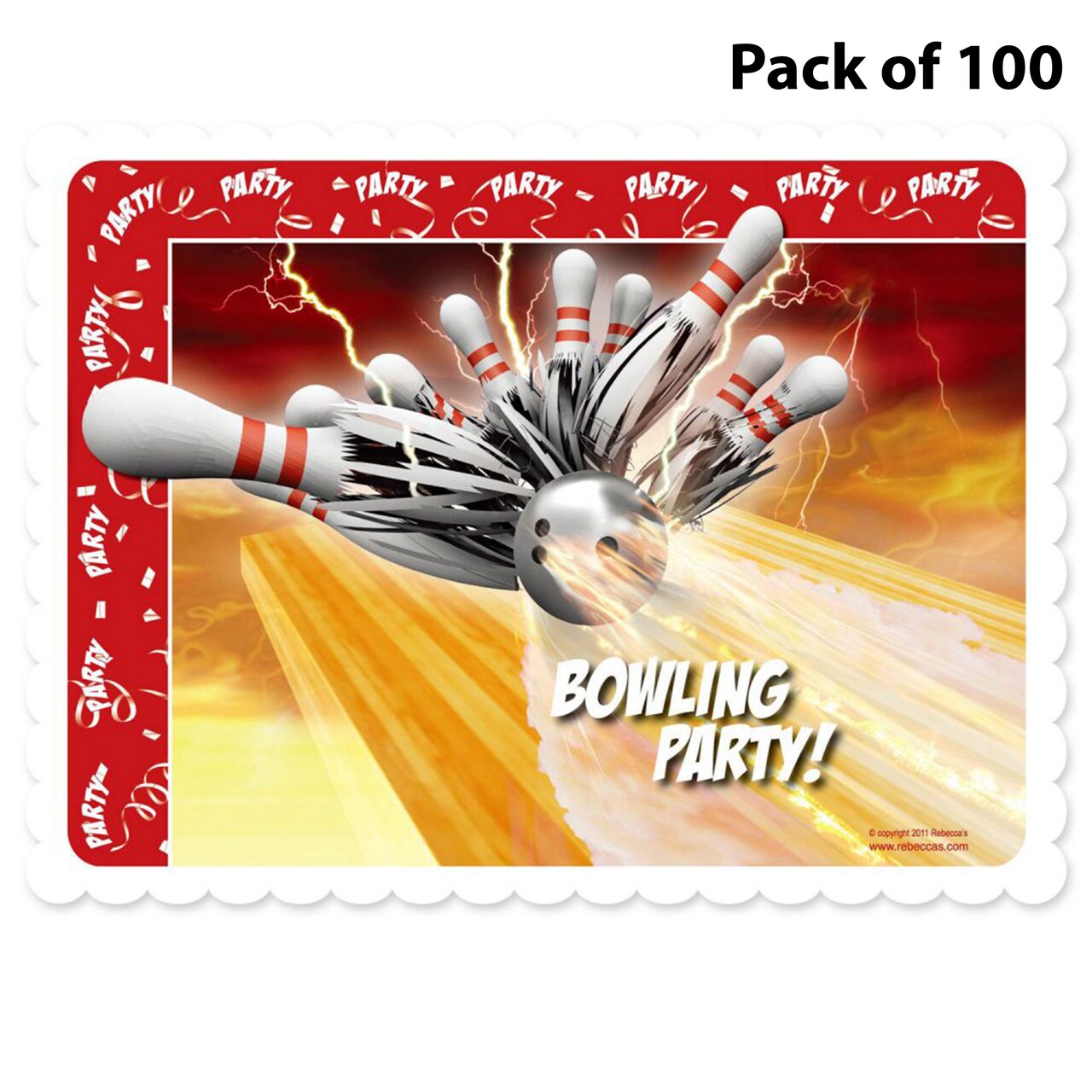 Bowling Thunder Party Paper Placemats | Party Supplies 11 in x 8 1/4 in | Raheev®